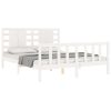 Bed Frame with Headboard White 153×203 cm Queen Solid Wood