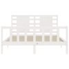 Bed Frame with Headboard White 153×203 cm Queen Solid Wood