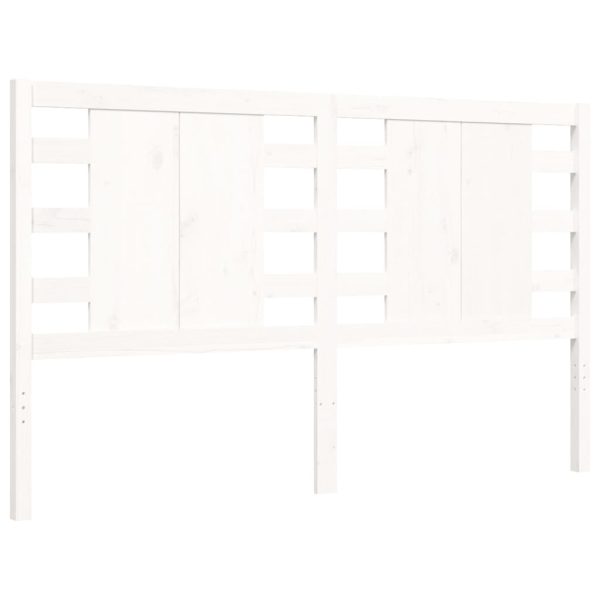 Bed Frame with Headboard White 153×203 cm Queen Solid Wood