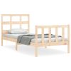 Bed Frame with Headboard Solid Wood – SINGLE, Brown