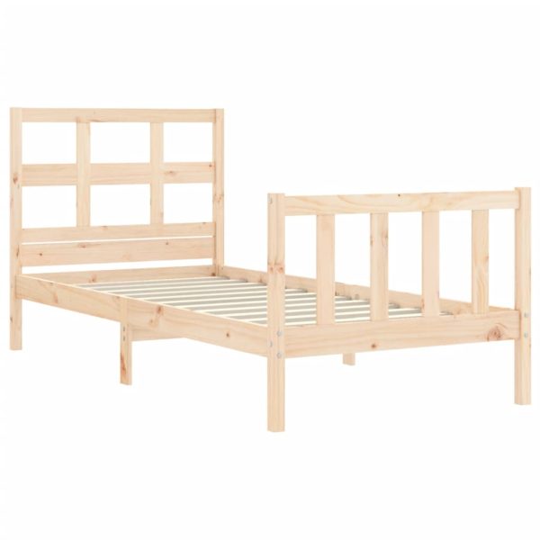 Bed Frame with Headboard Solid Wood – SINGLE, Brown