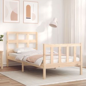 Bed Frame with Headboard Solid Wood