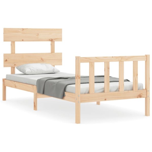 Bed Frame with Headboard Solid Wood – SINGLE, Brown