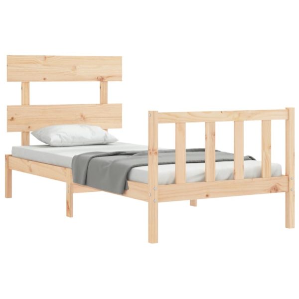 Bed Frame with Headboard Solid Wood – SINGLE, Brown