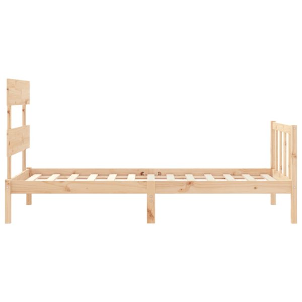 Bed Frame with Headboard Solid Wood – SINGLE, Brown