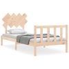 Bed Frame with Headboard Solid Wood – SINGLE, Brown