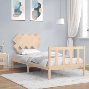 Bed Frame with Headboard Solid Wood