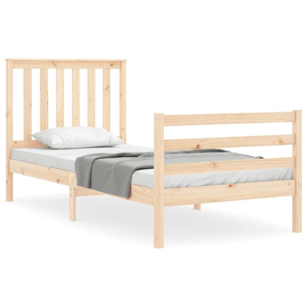 Bed Frame with Headboard 92×187 cm Single Solid Wood