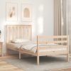 Bed Frame with Headboard 92×187 cm Single Solid Wood