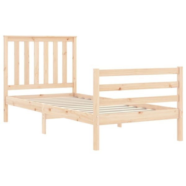 Bed Frame with Headboard 92×187 cm Single Solid Wood