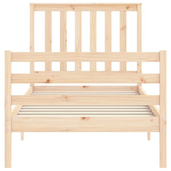 Bed Frame with Headboard 92×187 cm Single Solid Wood