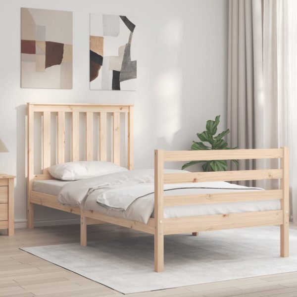 Bed Frame with Headboard 92×187 cm Single Solid Wood