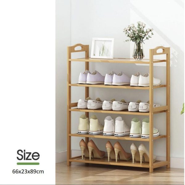 5 Tier Bamboo Shoe Rack Storage Organizer Stand Shelves