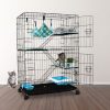 Three-Level Pet Rabbit Bird Cage with Hammock (Black)