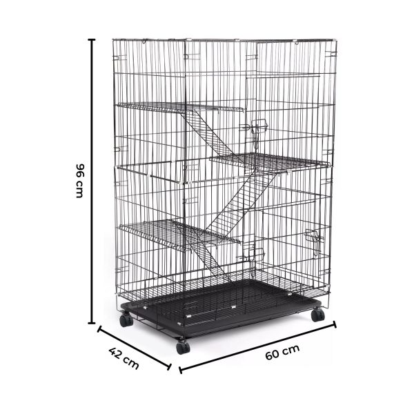 Three-Level Pet Rabbit Bird Cage with Hammock (Black)