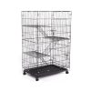 Three-Level Pet Rabbit Bird Cage with Hammock (Black)