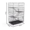 Four-Level Pet Rabbit Bird Cage with Hammock (Black)