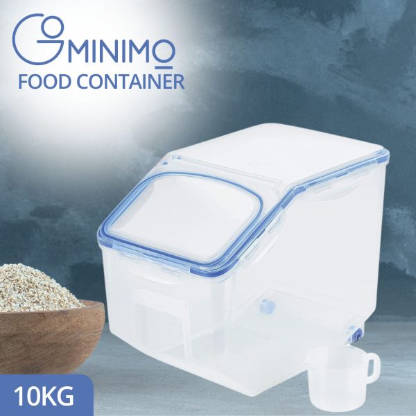 Multipurpose Food Storage Container with Lids and Cup for Pet Food or Rice Grains (Clear/Blue)