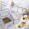 Multipurpose Food Storage Container with Lids and Cup for Pet Food or Rice Grains (Clear/Blue)