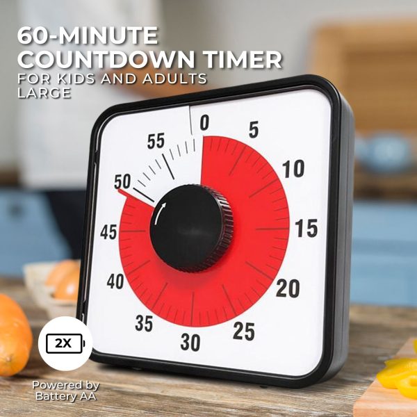 60 Minutes Visual Timer Mechanical Reminder Alarm Clock Kitchen Large