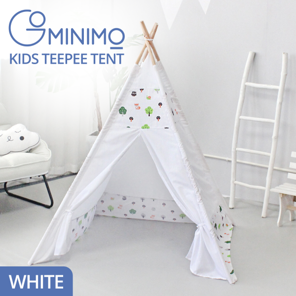 Kids Teepee Tent with Side Window and Carry Case – White Forest