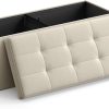 109cm Folding Storage Ottoman Bench Beige