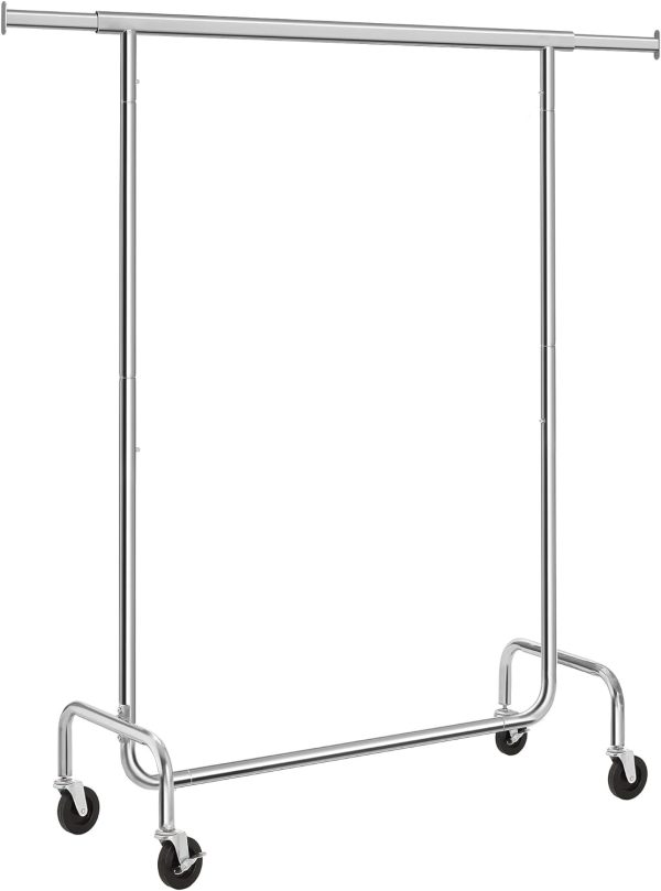 Heavy Duty Clothes Rack on Wheels Metal Chrome Extendable