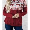 Azura Exchange Christmas Elk Print Cowl Neck Knit Top – 2XL