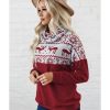 Azura Exchange Christmas Elk Print Cowl Neck Knit Top – 2XL