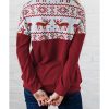 Azura Exchange Christmas Elk Print Cowl Neck Knit Top – 2XL