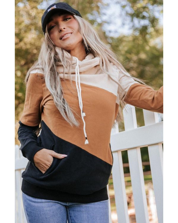 Azura Exchange Cozy Colorblock Hoodie with Side Pockets – L