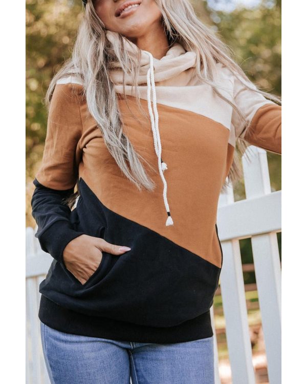 Azura Exchange Cozy Colorblock Hoodie with Side Pockets – L