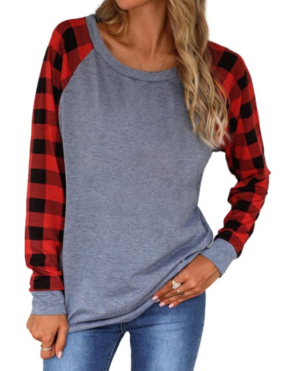 Azura Exchange Raglan Plaid Long Sleeve Top – 2XL