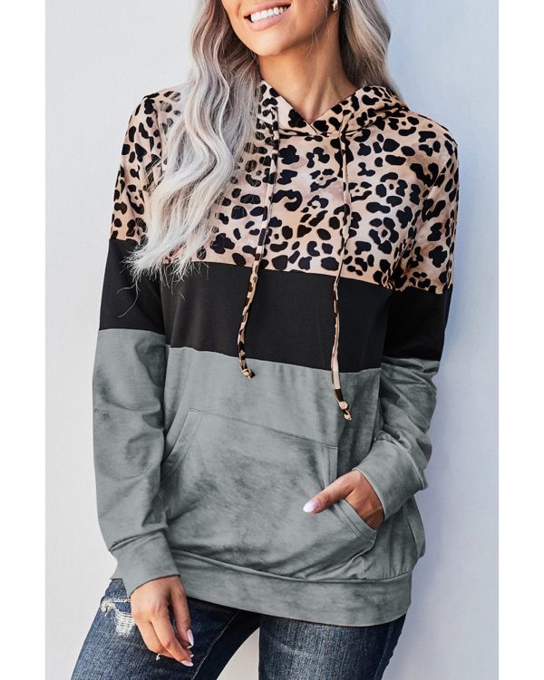 Azura Exchange Leopard Colorblock Hoodie – M