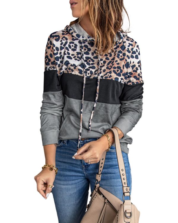 Azura Exchange Leopard Colorblock Hoodie – M