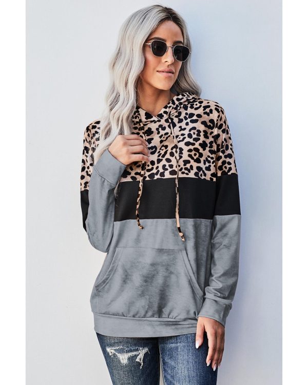 Azura Exchange Leopard Colorblock Hoodie – M