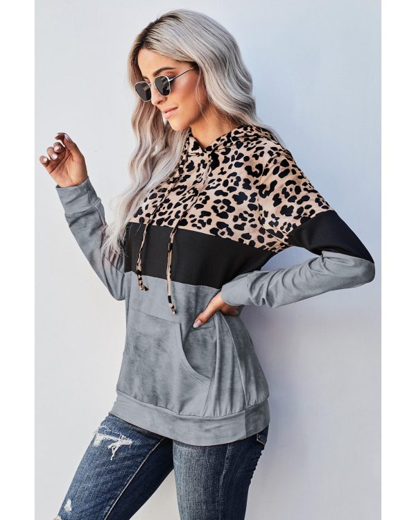 Azura Exchange Leopard Colorblock Hoodie – M