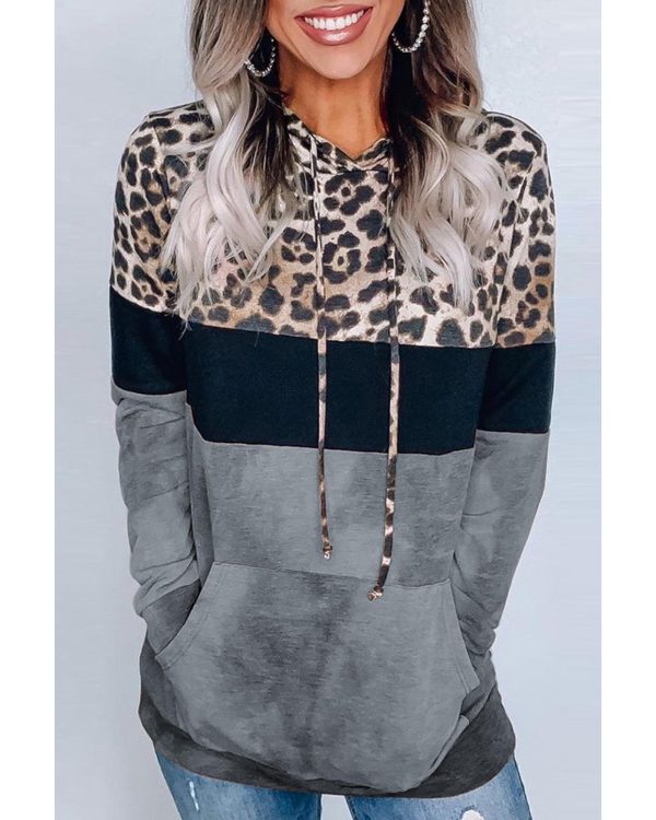 Azura Exchange Leopard Colorblock Hoodie – M