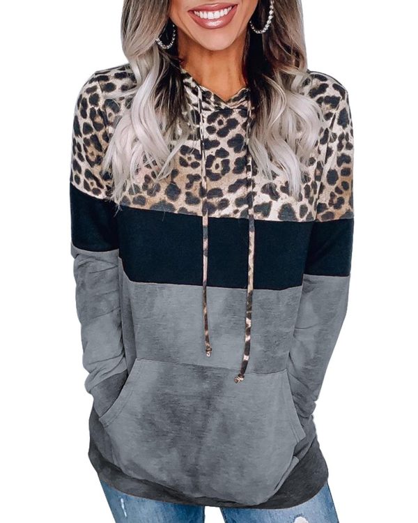 Azura Exchange Leopard Colorblock Hoodie – M