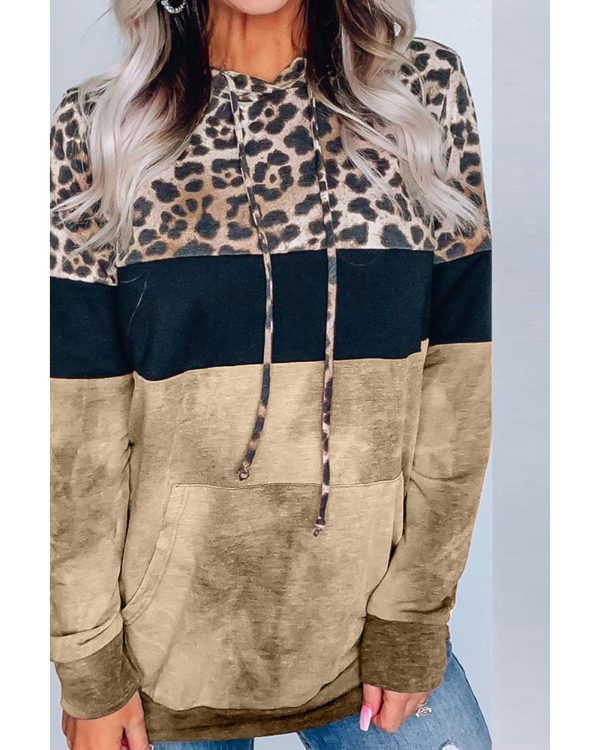 Azura Exchange Leopard Tie Dye Colorblock Hoodie – 2XL