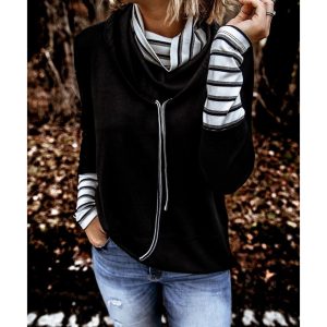 Azura Exchange High Neck Striped Sweatshirt