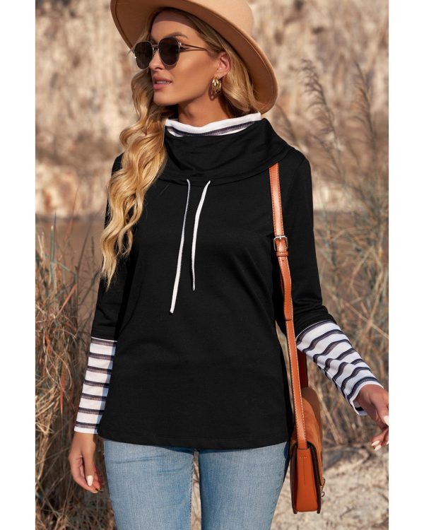 Azura Exchange High Neck Striped Sweatshirt – M