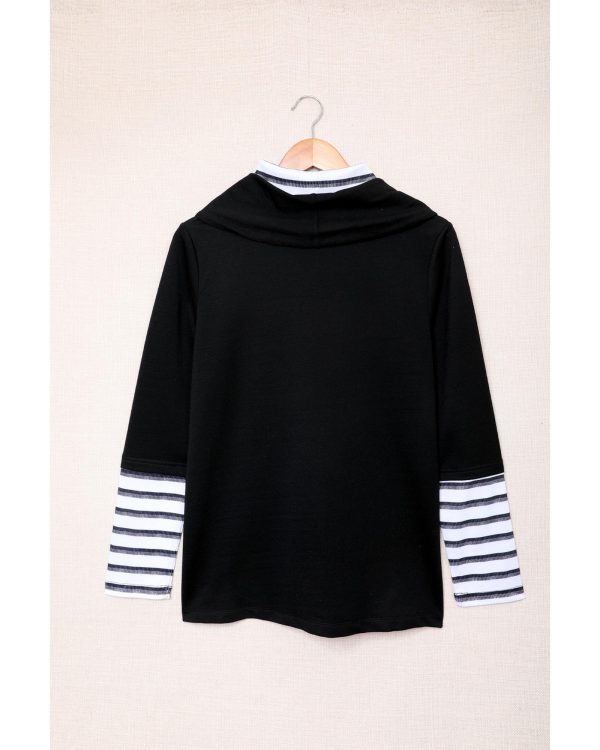 Azura Exchange High Neck Striped Sweatshirt – M