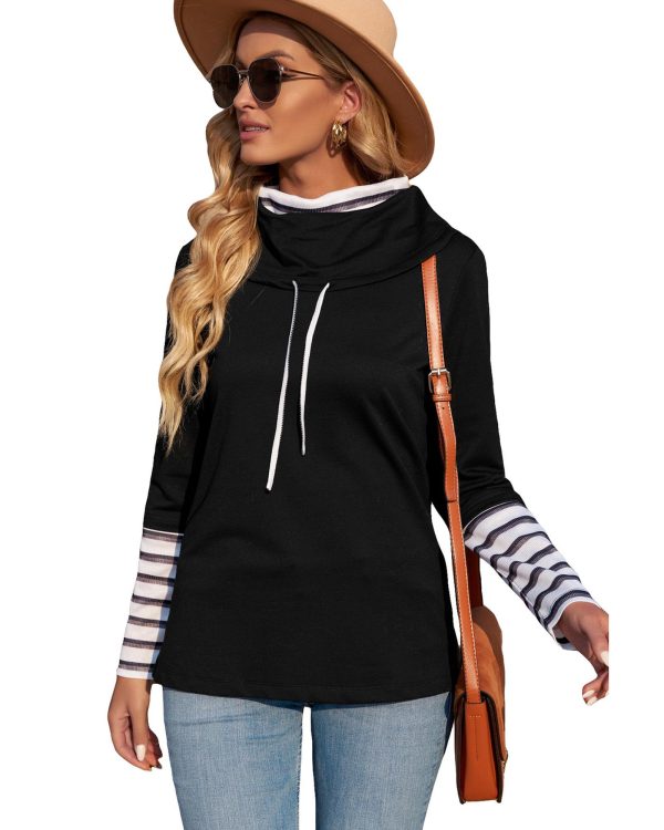 Azura Exchange High Neck Striped Sweatshirt – M