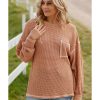 Azura Exchange Contrast Stitching Waffle Knit Top – S