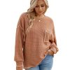 Azura Exchange Contrast Stitching Waffle Knit Top – S