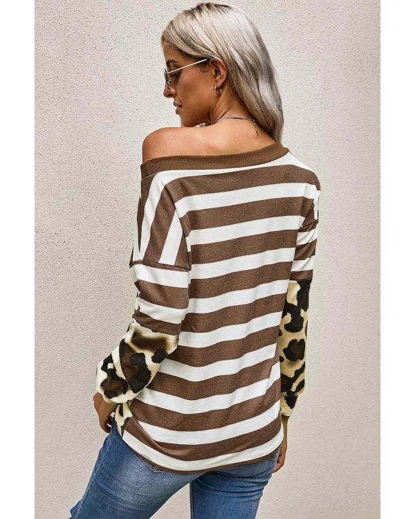 Azura Exchange Leopard Striped Long Sleeves Blouse – 2XL