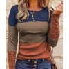 Azura Exchange Lace Splicing Color Block Long Sleeve Top – 2XL