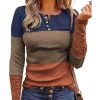 Azura Exchange Lace Splicing Color Block Long Sleeve Top – 2XL