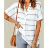 Azura Exchange Striped Print V Neck Shirt with Slits – S